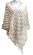 (image for) Zigzag Knit Poncho Beige / White