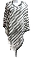 (image for) Zigzag Knit Poncho Grey / White