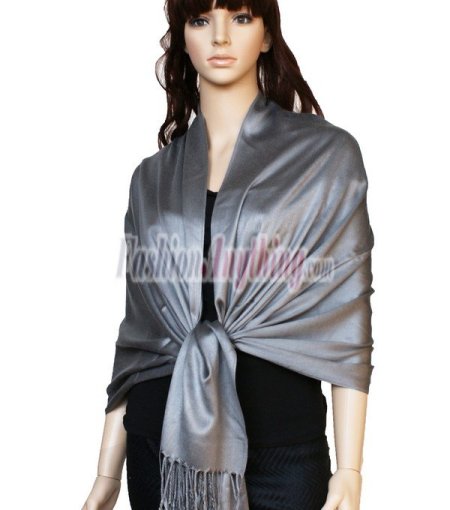 (image for) Satin Pashmina Wrap Grey