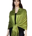 (image for) Satin Pashmina Wrap Olive Green